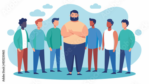 A support group for men struggling with body image issues providing a safe and nonjudgmental space to share and heal.. Vector illustration