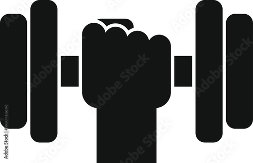 Silhouette of a hand holding a dumbbell, symbolizing strength and determination in weightlifting and fitness training