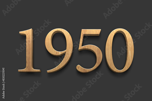 3D wooden logo of number 1950 on dark grey background.