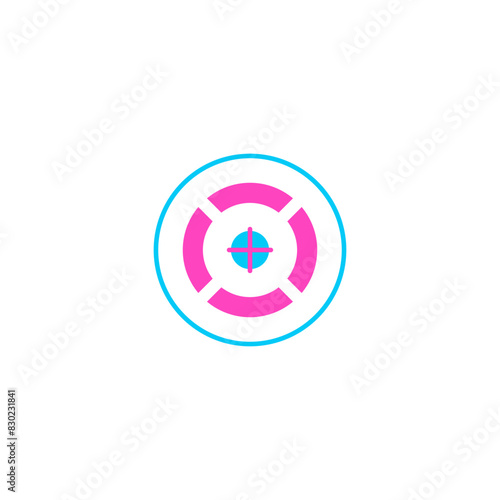 Shooting target, laser tag goal vector icon, crosshair design, circle form gun target logo, gun sight sign, focus mark © sabelskaya