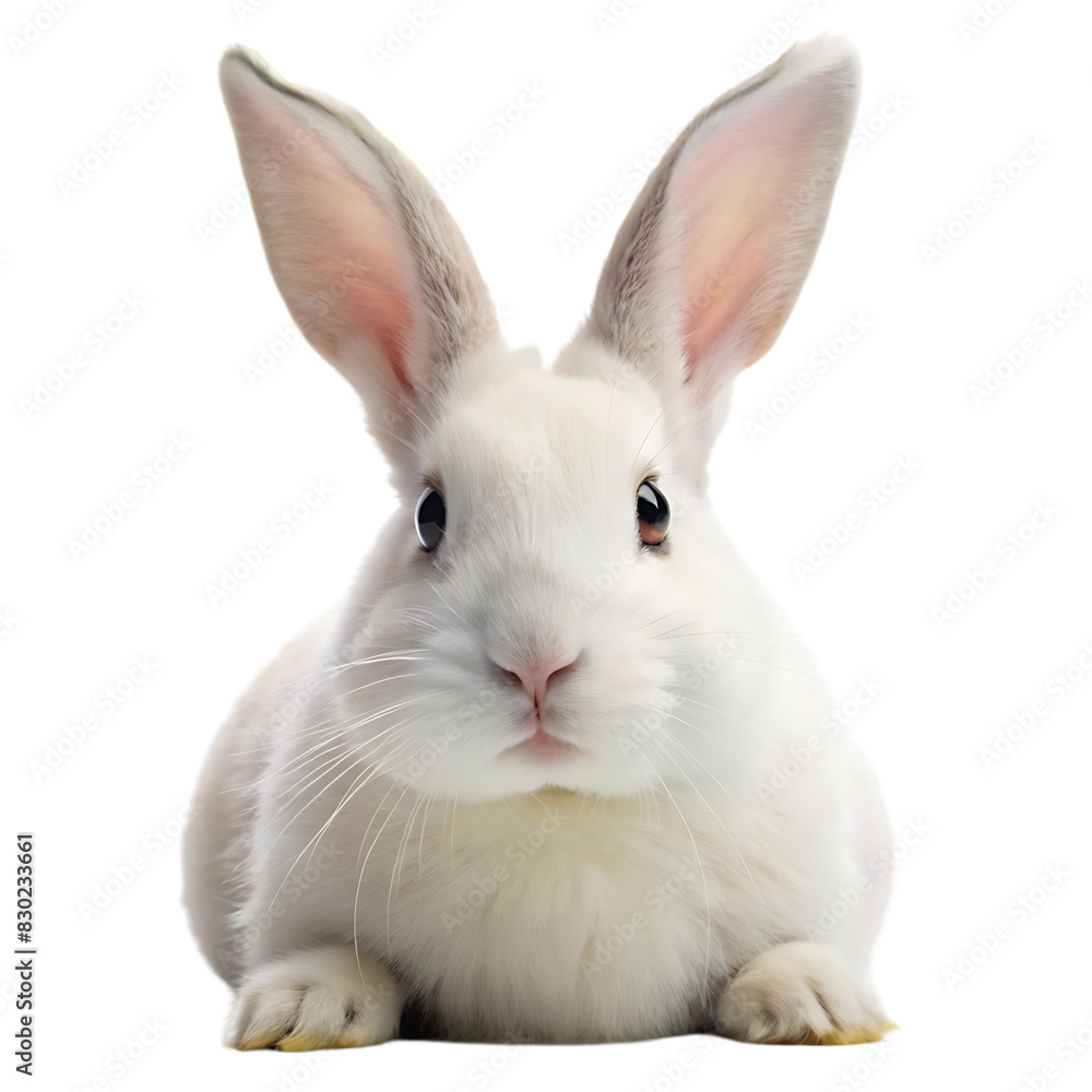 Obraz premium white rabbit portrait on transparent background