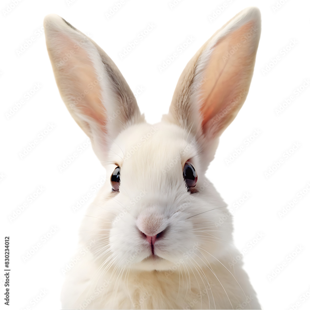 Obraz premium white rabbit portrait on transparent background