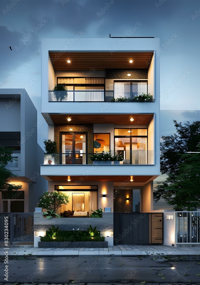 custom made wallpaper toronto digitalA three-story modern house with a flat roof and a minimalist design