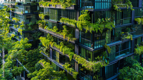A building with a lot of green plants on it