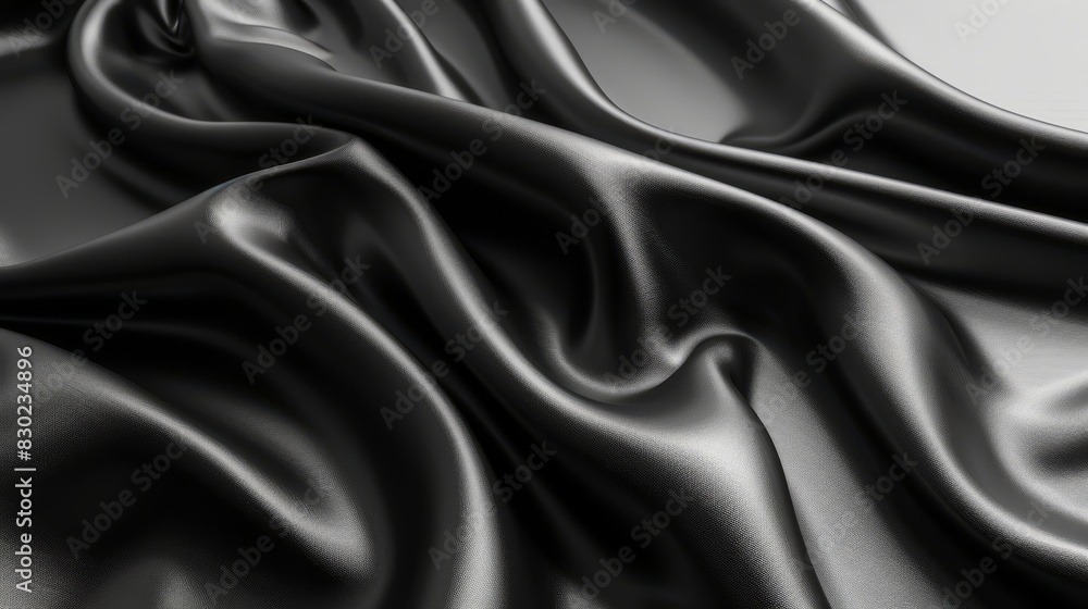 Obraz premium A black-and-white image of satin fabric with a lengthy, flowing drape