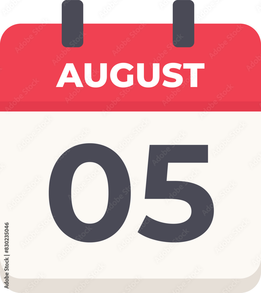 August 05 - Daily Calendar Icon in flat design style August 05 - Daily Calendar Icon in flat design style