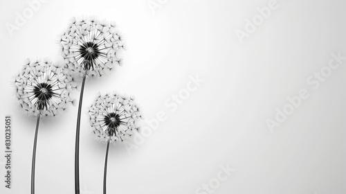 Wallpaper Mural  Three dandelions against a white background A black-and-white overlay of the dandelions appears above and below them Torontodigital.ca