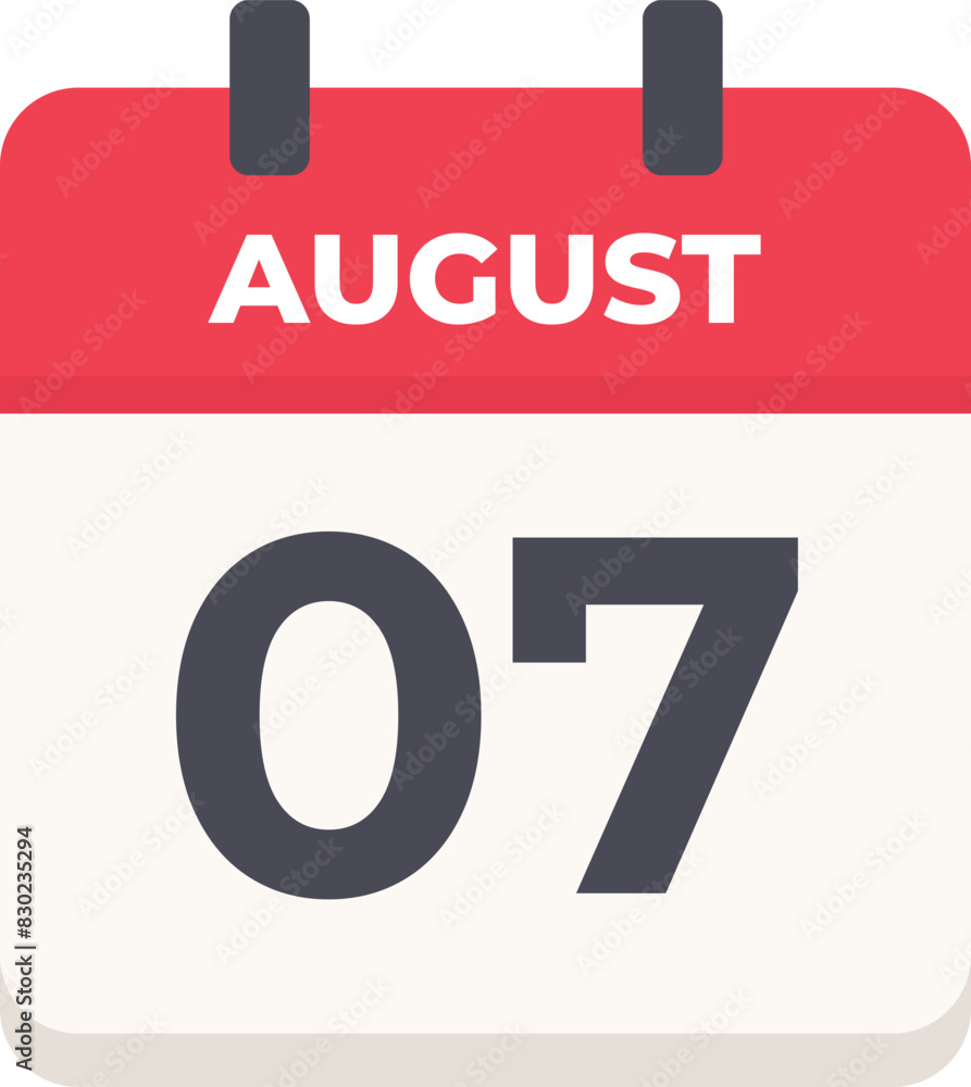 August 07 - Daily Calendar Icon in flat design style August 07 - Daily Calendar Icon in flat design style