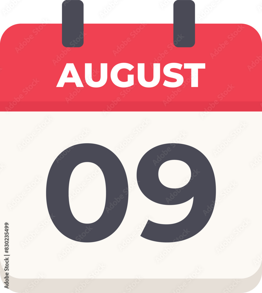 August 09 - Daily Calendar Icon in flat design style August 09 - Daily Calendar Icon in flat design style