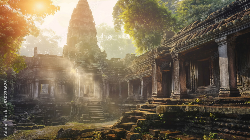 Fototapeta premium During the day at Angkor Wat Cambodia majestic tem_005