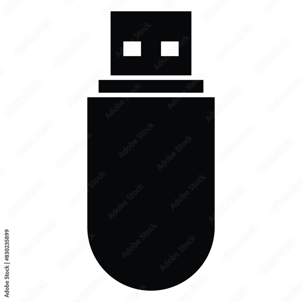 USB flash drive pen vector icon. Usb stick icon. Black silhouette. USB flash drive pen vector icon. Usb stick icon. Black silhouette.