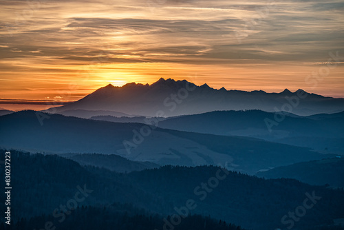 Sunset Over Mountain Peaks