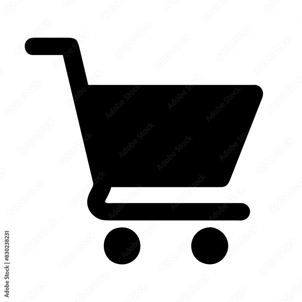 Shopping cart vector illustration, minimalist black and white icon Shopping cart vector illustration, minimalist black and white icon