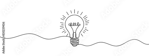 Continuous one line drawing bulb lamp vector illustration minimalism concept of idea