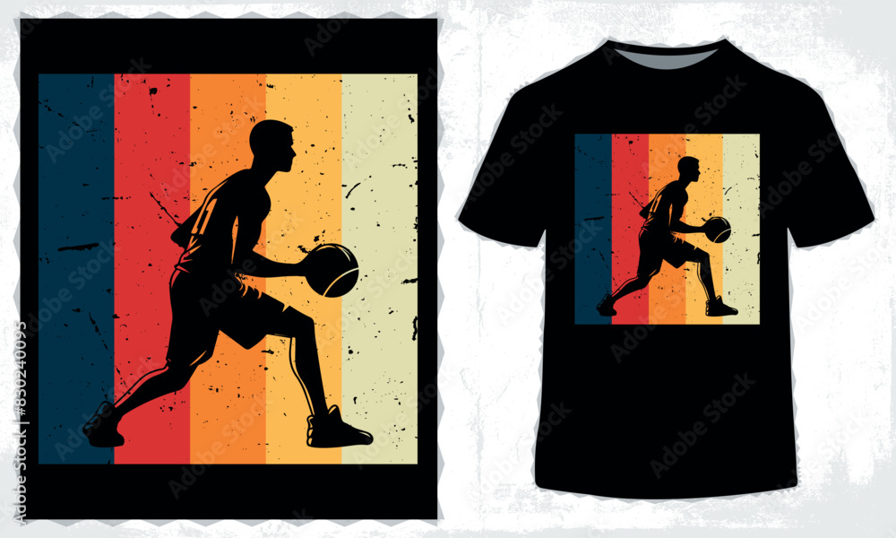 Retro basketball player vintage t-shirt design in illustration, Eps-10.