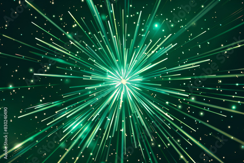 A green starburst with a green background