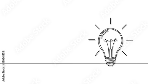 Continuous one line drawing bulb lamp vector illustration minimalism concept of idea