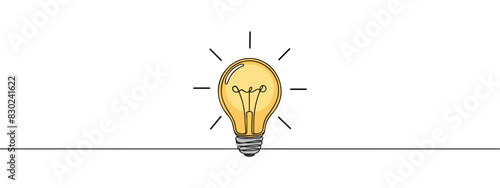 Continuous one line drawing bulb lamp vector illustration minimalism concept of idea