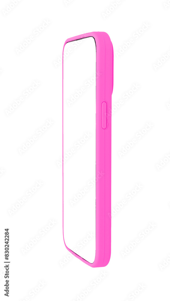 Phone mockup with white screen, case. Modern smartphone, clear frame design, technology for digital app. Bright colorful vertical display, angle tilt view. Isolated cell for, transparent PNG Phone mockup with white screen, case. Modern smartphone, clear frame design, technology for digital app. Bright colorful vertical display, angle tilt view. Isolated cell for, transparent PNG