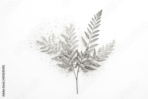 Abstract fern branch with scattered particles