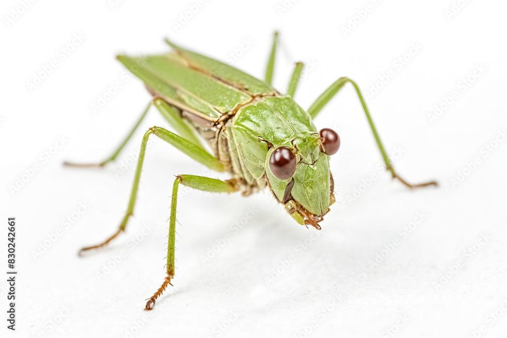 Green Insect with Big Eyes on a White Background Green Insect with Big Eyes on a White Background