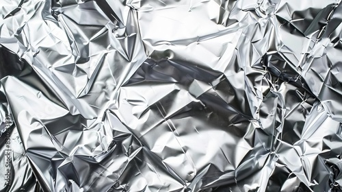 crumpled silver foil paper texture metallic background abstract photo
