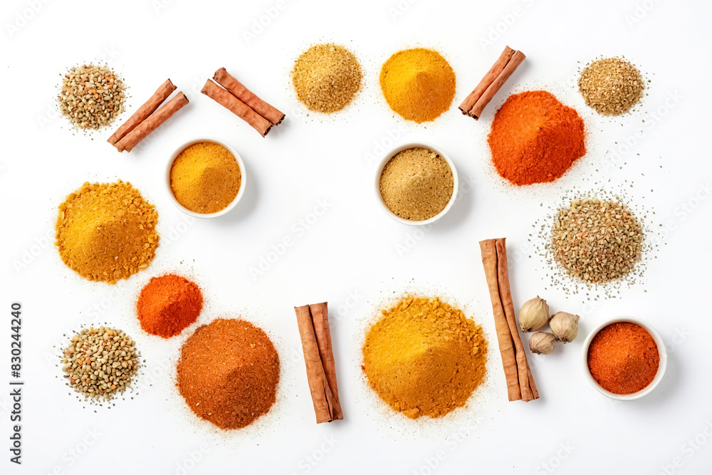 Assorted Spices on White Background Assorted Spices on White Background