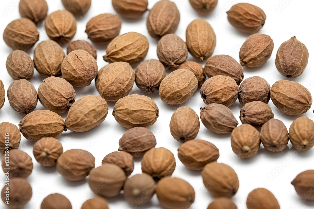 Close-up of Brown Nuts on White Background Close-up of Brown Nuts on White Background