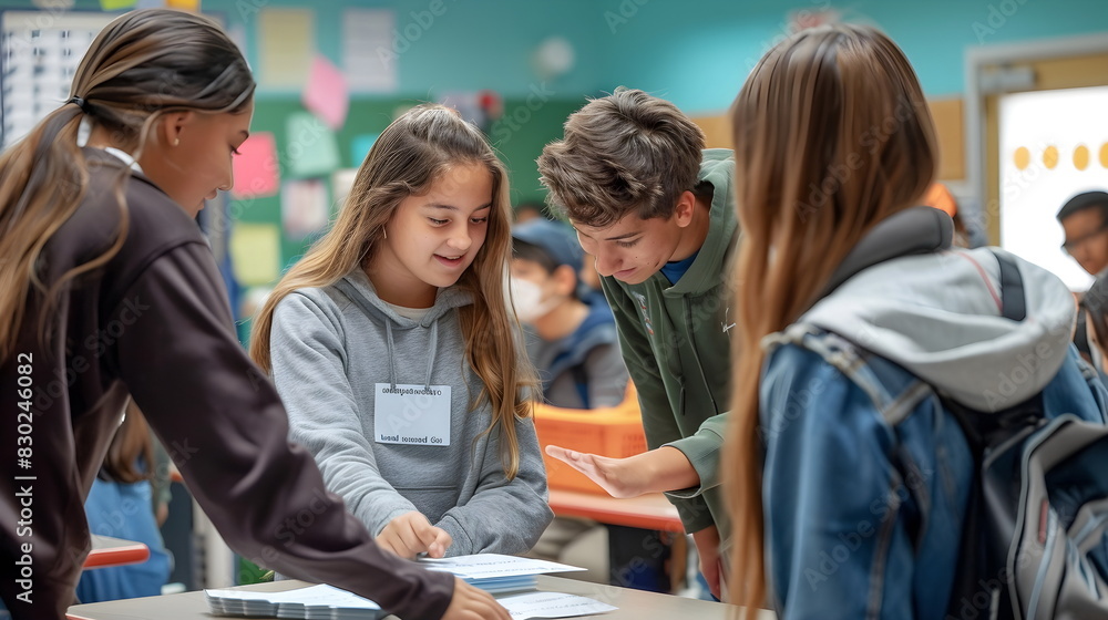 Fototapeta premium Students Classroom Interaction Group Discussion Educational Setting Peer Learning