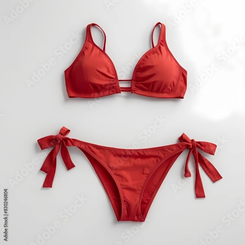 Red bikini isolated over white background
