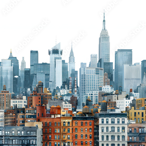 City buildings png border  new york cityscape isolated on white background  vintage  png 