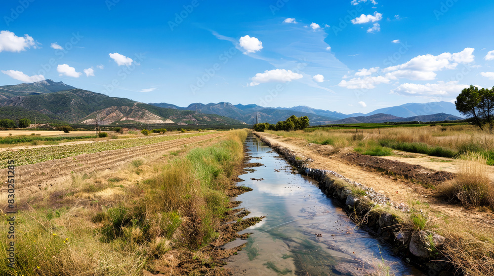 Flowing Water in Agricultural Irrigation Canal