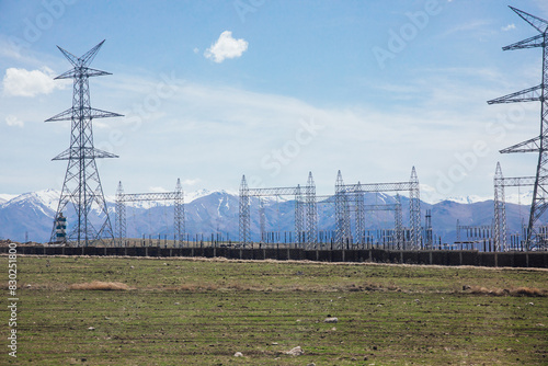 Yerevan Armenia power lines in the mountains