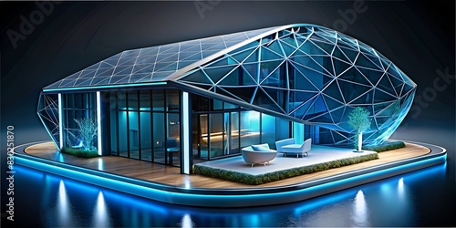Smart home, home house of the future, housing with neon, future, housing with neon, stove of internet of things in modern concept smart technology future with puls, digital 2050s chain, wallpaper