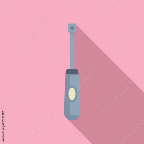Flat design vector illustration of a contemporary electric toothbrush on a soft pink backdrop