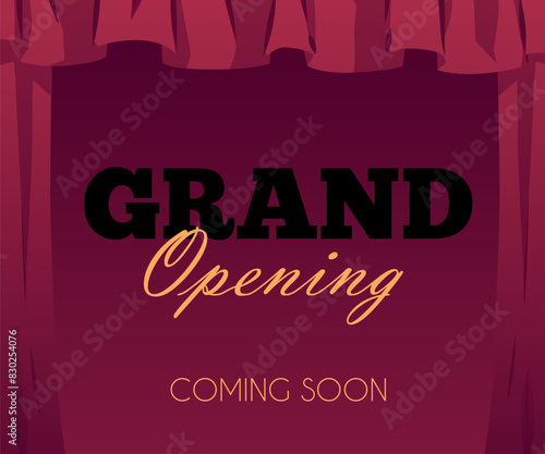 Vector poster design with red curtain with place for text.