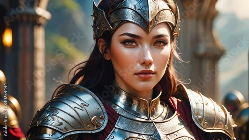 Warrior girl in iron armor