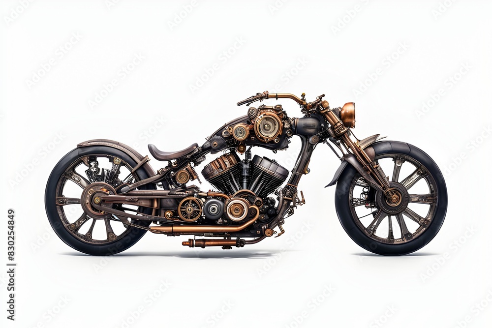 Steampunk Motorcycle Bintage Art