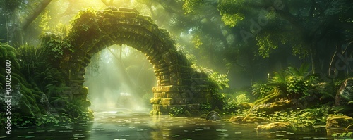 mystical temple ruins in a magic enchanted rainforest