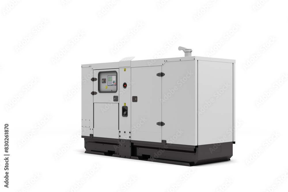 Mobile diesel generator for emergency electric power left view 3d render on white