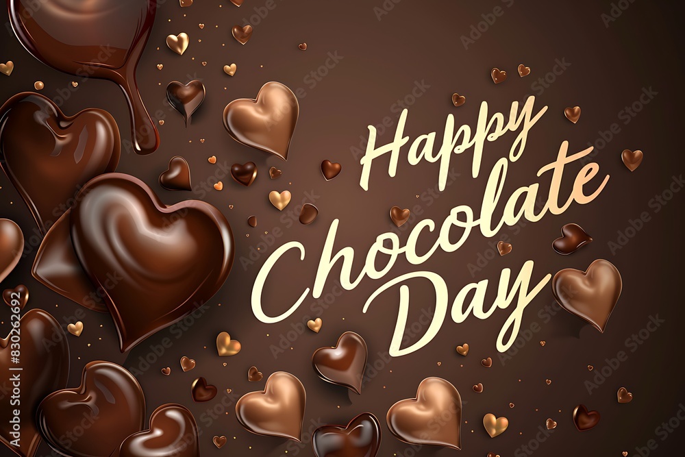 lettering text Happy Chocolate Day on sweet chocolates background, world choco day, inscription banner wallpaper lettering text Happy Chocolate Day on sweet chocolates background, world choco day, inscription banner wallpaper