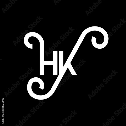 HK letter logo design on black background. HK creative initials letter logo concept. hh letter design. HK white letter design on black background. H K, h k logo