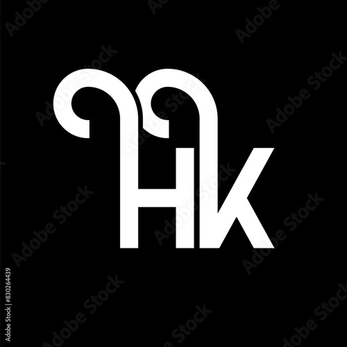 HK letter logo design on black background. HK creative initials letter logo concept. hh letter design. HK white letter design on black background. H K, h k logo