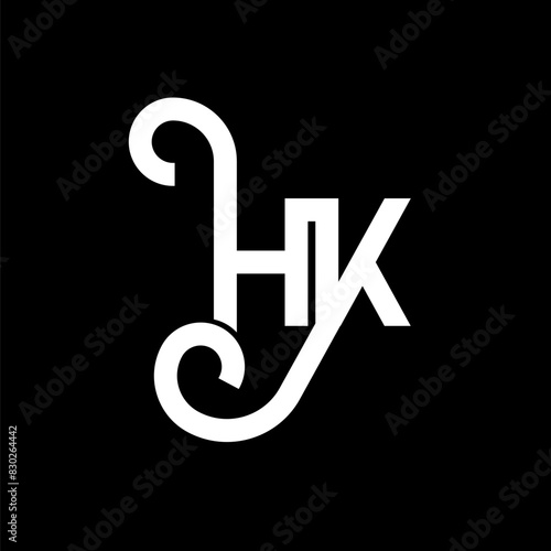 HK letter logo design on black background. HK creative initials letter logo concept. hh letter design. HK white letter design on black background. H K, h k logo