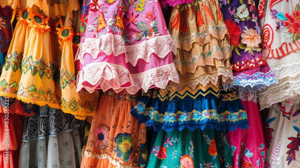 Fototapeta premium Folk Costumes of Hispanic Heritage Celebrations