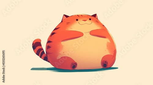 Cheerful chubby red cat depicted in a cartoon illustration photo