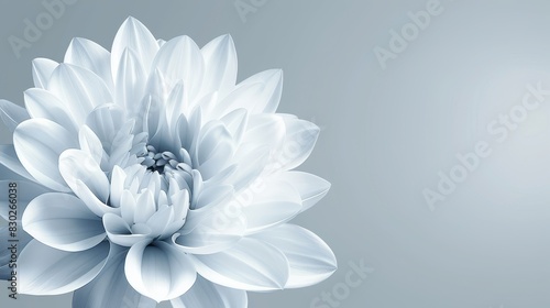  A white flower, tightly framed against a gray backdrop The petals sharp in focus, while the center softens into a blurred bloom