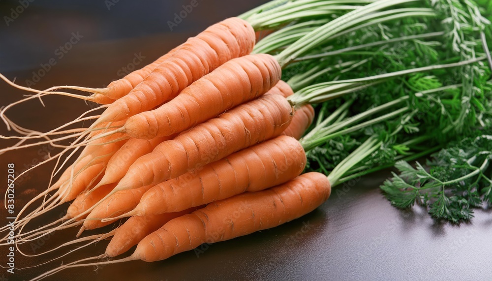High quality Stacked Carrots against a dark background