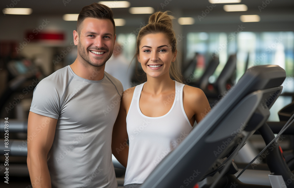 Man and Woman Standing in Gym Man and Woman Standing in Gym