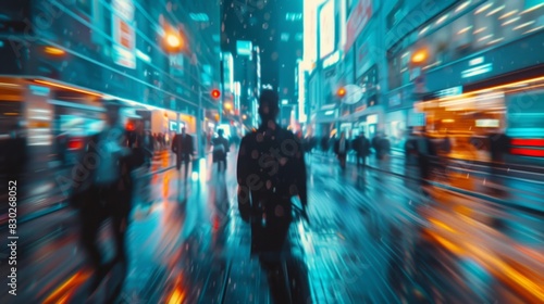 Wallpaper Mural Blurry Night in a Neon City Generative AI Torontodigital.ca